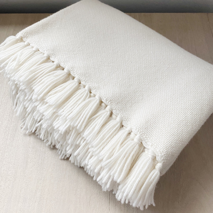 Loom-Woven Wool Throw Blanket