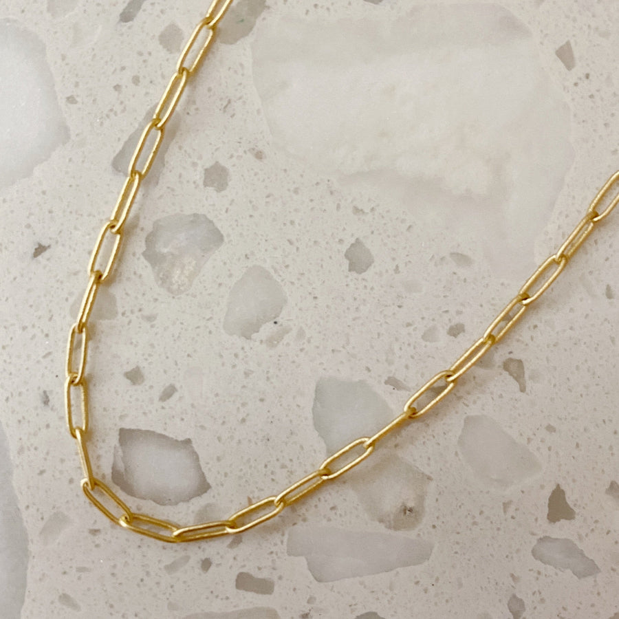 Gold Paperclip Necklace with Tiny Links