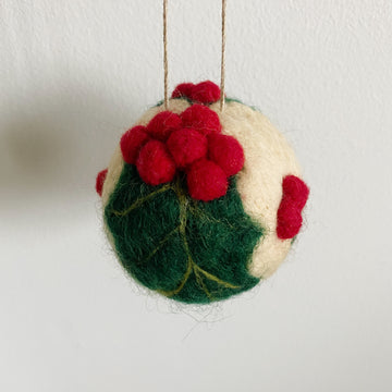 Red Mistletoe Ball Ornament