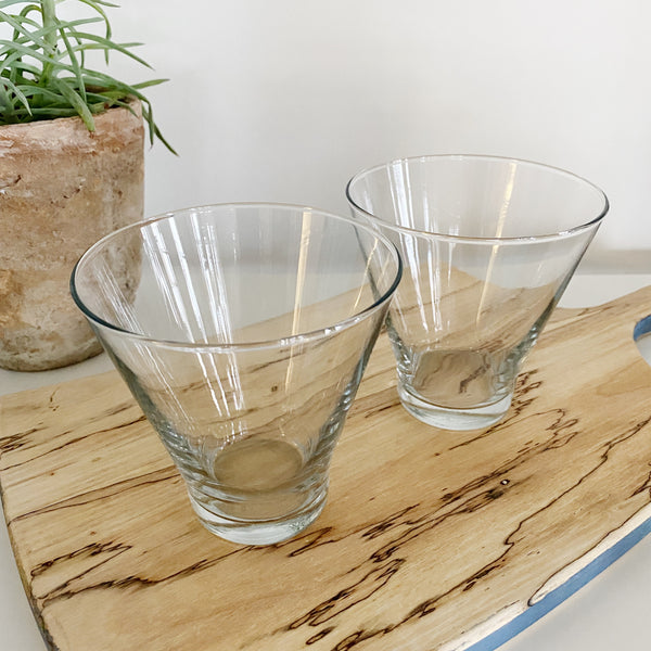 Vintage Stemless Martini glasses Venn + Maker
