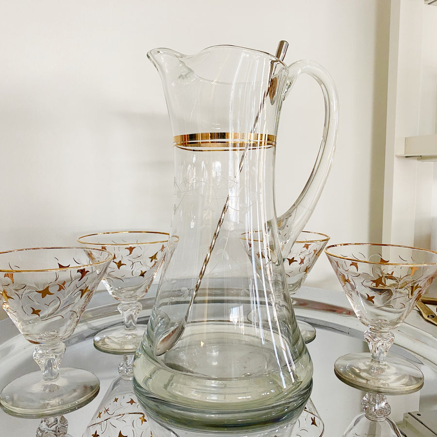 Vintage Gold Rim Pitcher & Cocktail Glass set – Venn + Maker
