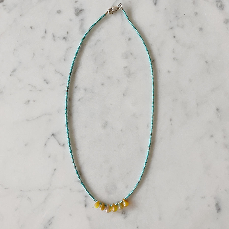 Tiny Afghan Turquoise & Ethiopian Opals Necklace