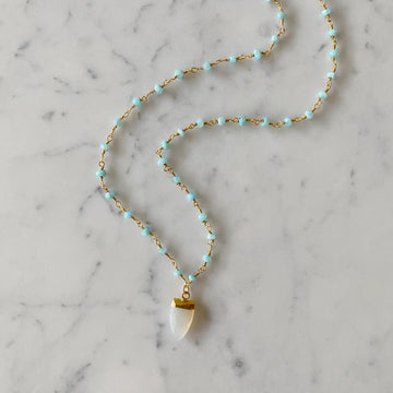 Blue Chalcedony + Gold Chain Necklace