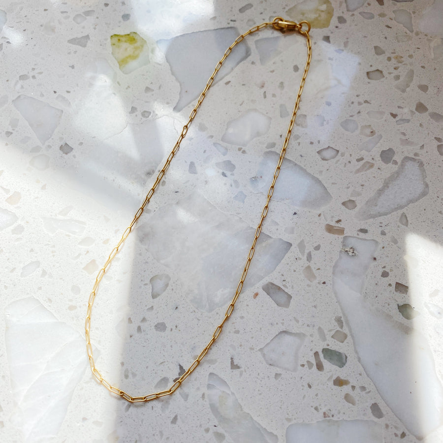 Gold Paperclip Necklace with Tiny Links