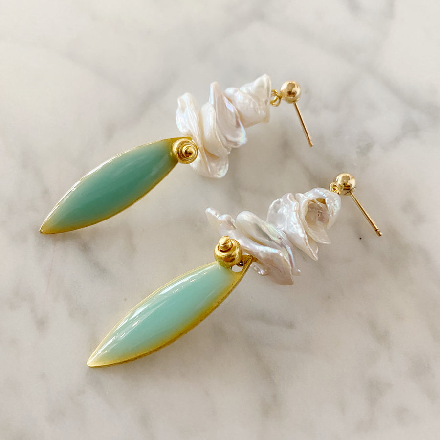 Resin Earrings With Pearls