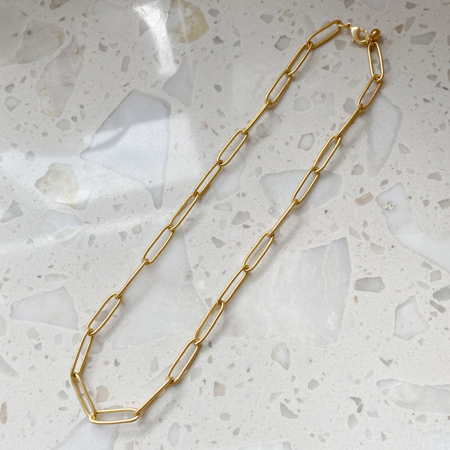 Gold Paperclip Necklace with Large Links