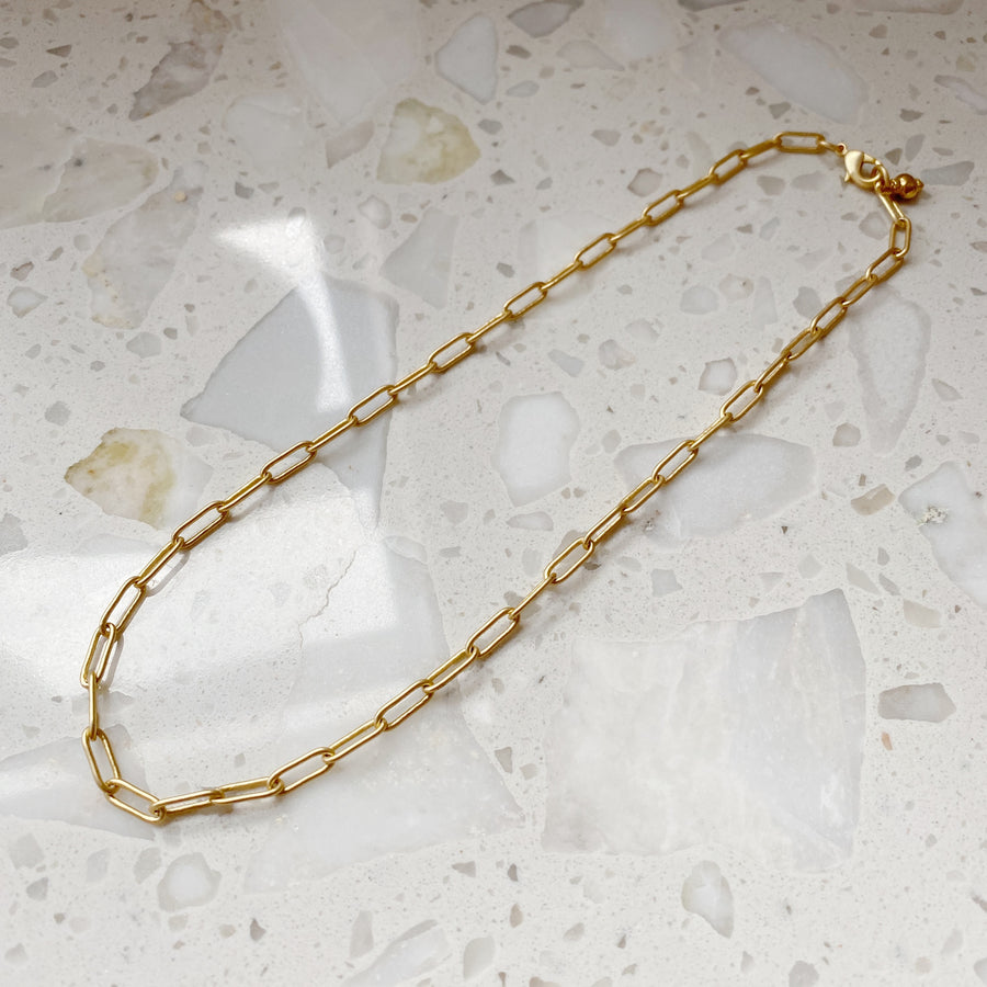 Gold Paperclip Necklace with Medium Links