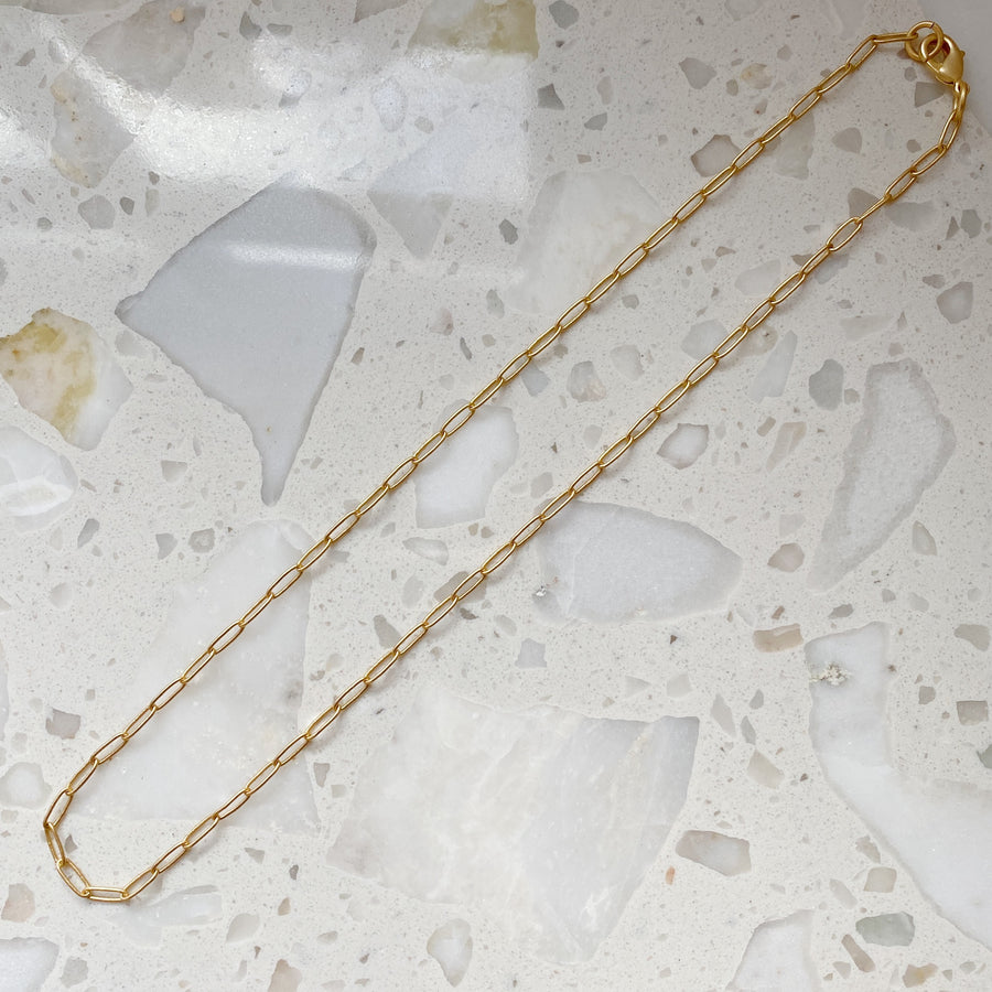 Gold Paperclip Necklace with Small Links