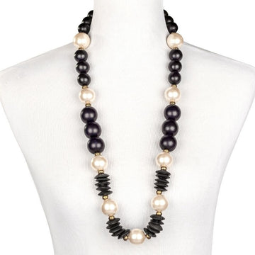 Grande Pearl Long Black Necklace