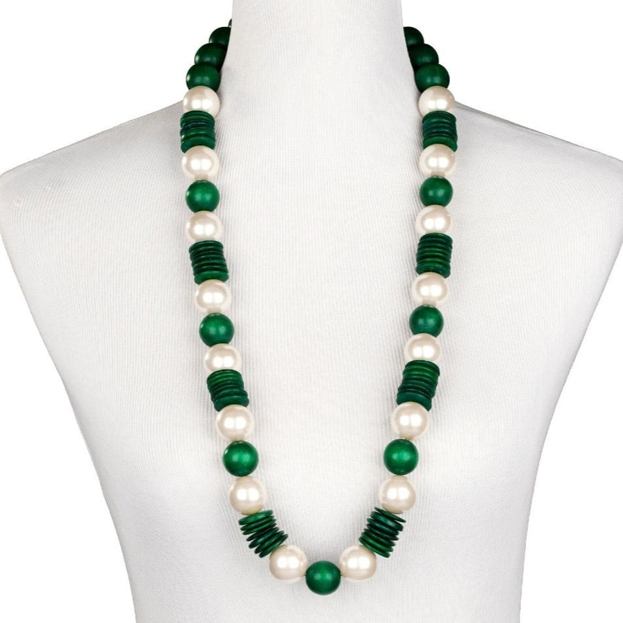 Grande Pearl Long Green Necklace