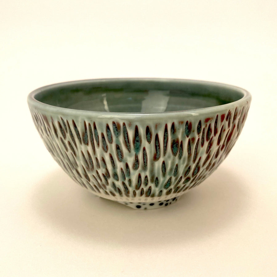 Porcelain Bowl with Etching and Circles