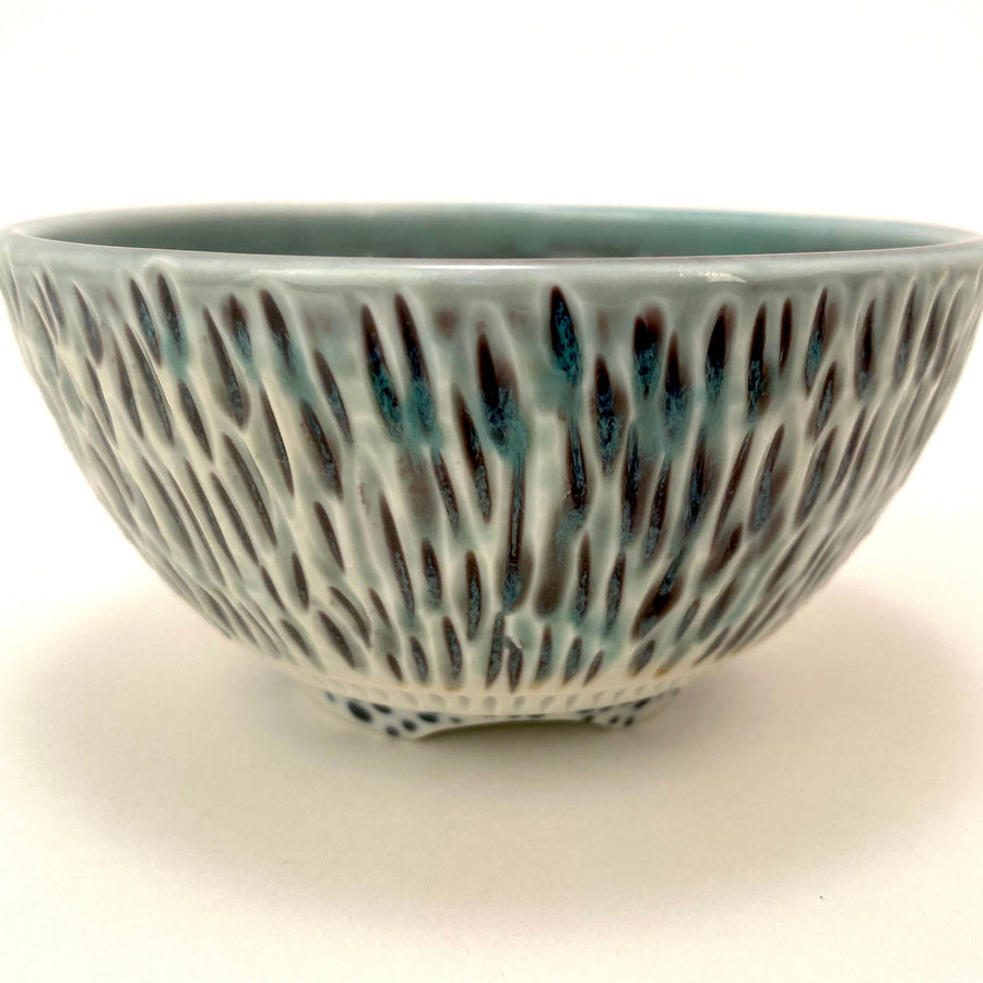 Porcelain Bowl with Etching and Circles