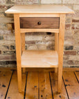 peaks point side table in maple and walnut lifestyle image - handmade in portland, ME - 