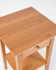 peaks point side table in cherry - top view - furniture - natural wood - drawer - handcrafted and designed by wood.stone.bone in portland maine