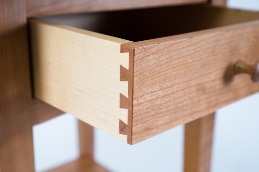 peaks point side table drawer detail - locally made furniture - handcrafted out of quality wood