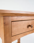 high quality side table - closed-drawer detail - shaker style - cherry wood - natural wood