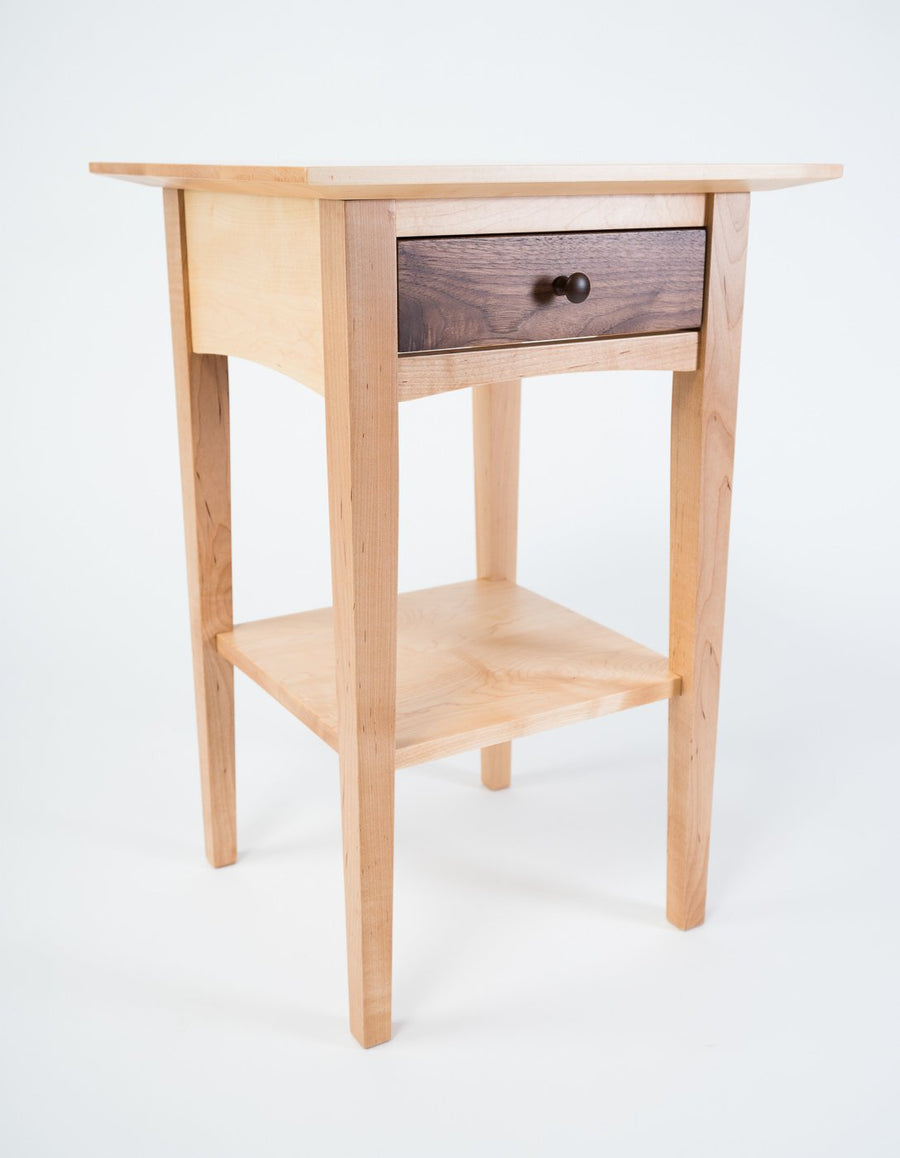 peaks point side table in maple and walnut - natural wood - locally made furniture - shaker style - beckett street - portland - maine - wood.stone.bone.