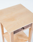 peaks point side table top-view - finished natural wood - walnut drawer - light wood - handmade - shaker furniture