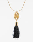 up close of the multi-strand tassel necklace by near and native