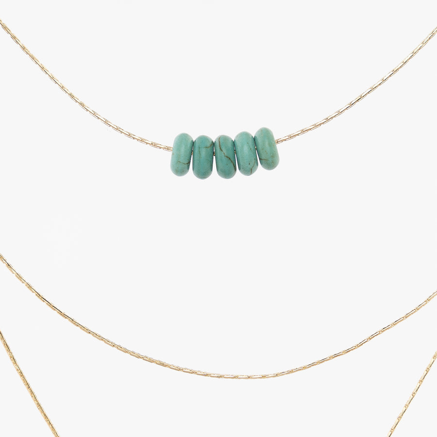 turquoise acrylic beads - thin gold chain - women's necklaces
