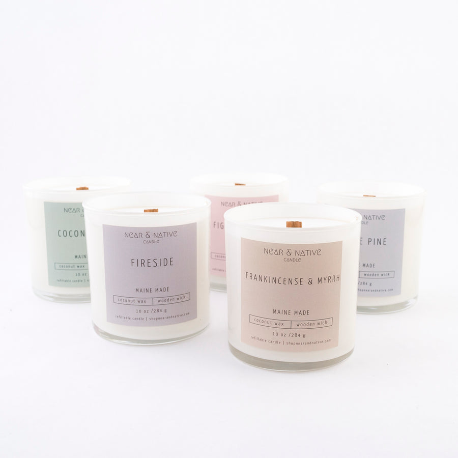coconut cream candles - locally made - near and native - wooden wick - 
