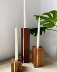 Walnut + Brass Candlestick Holders