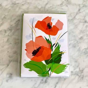 In The Garden Folded Card, Poppy - box set of 6