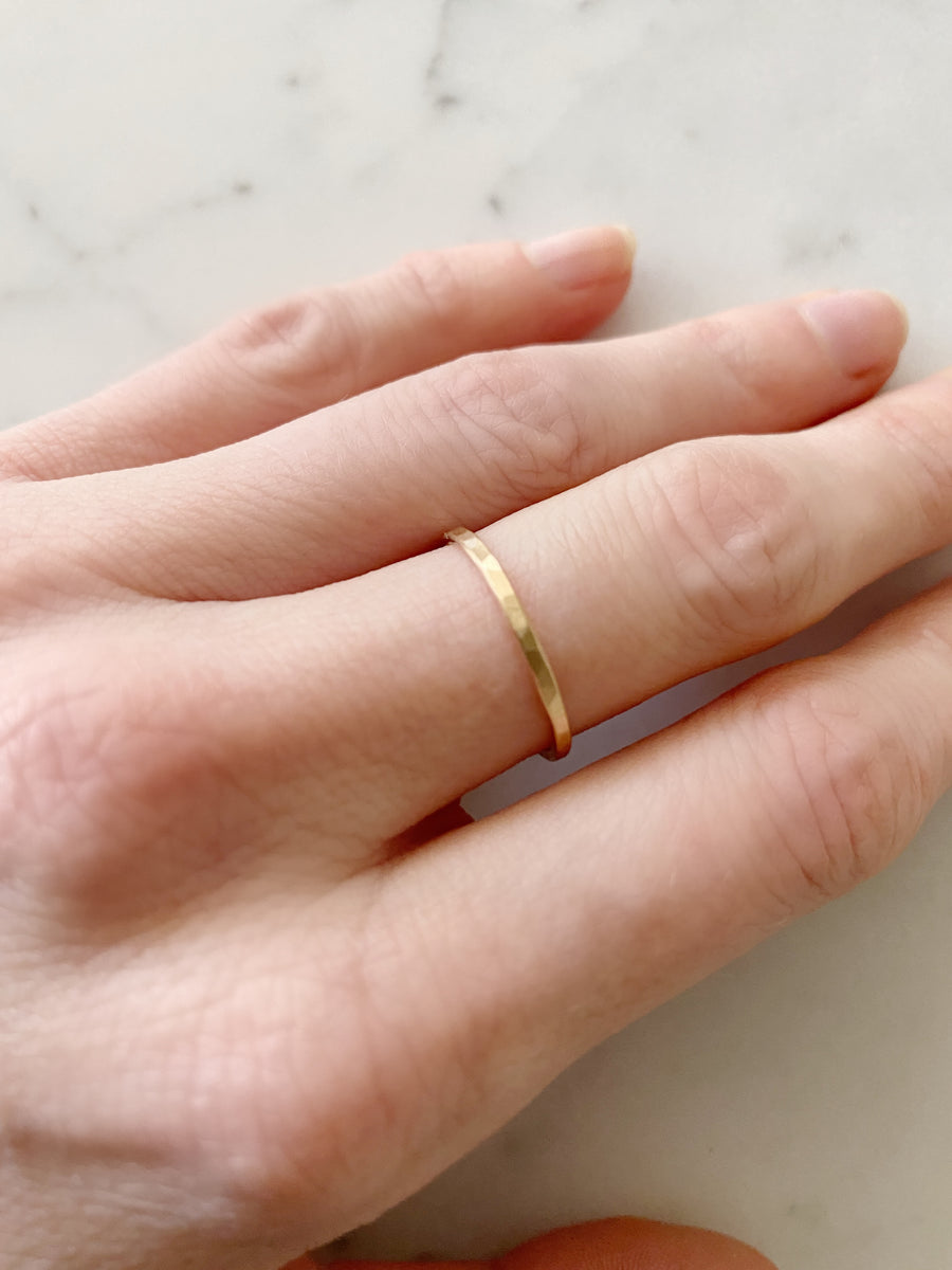 Skinny Hammered Gold Ring