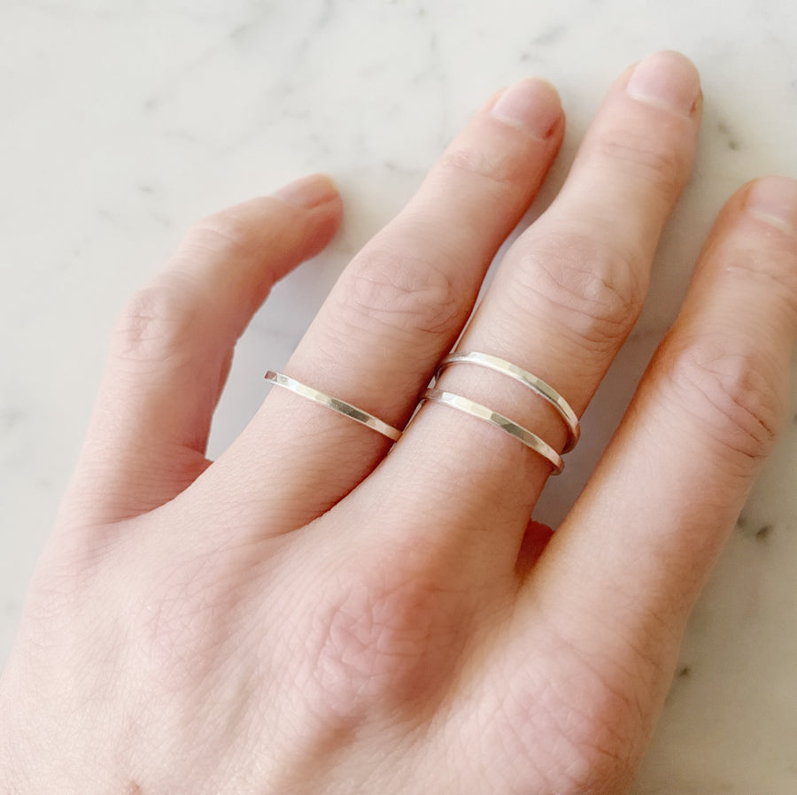 Skinny Hammered Sterling Silver Ring