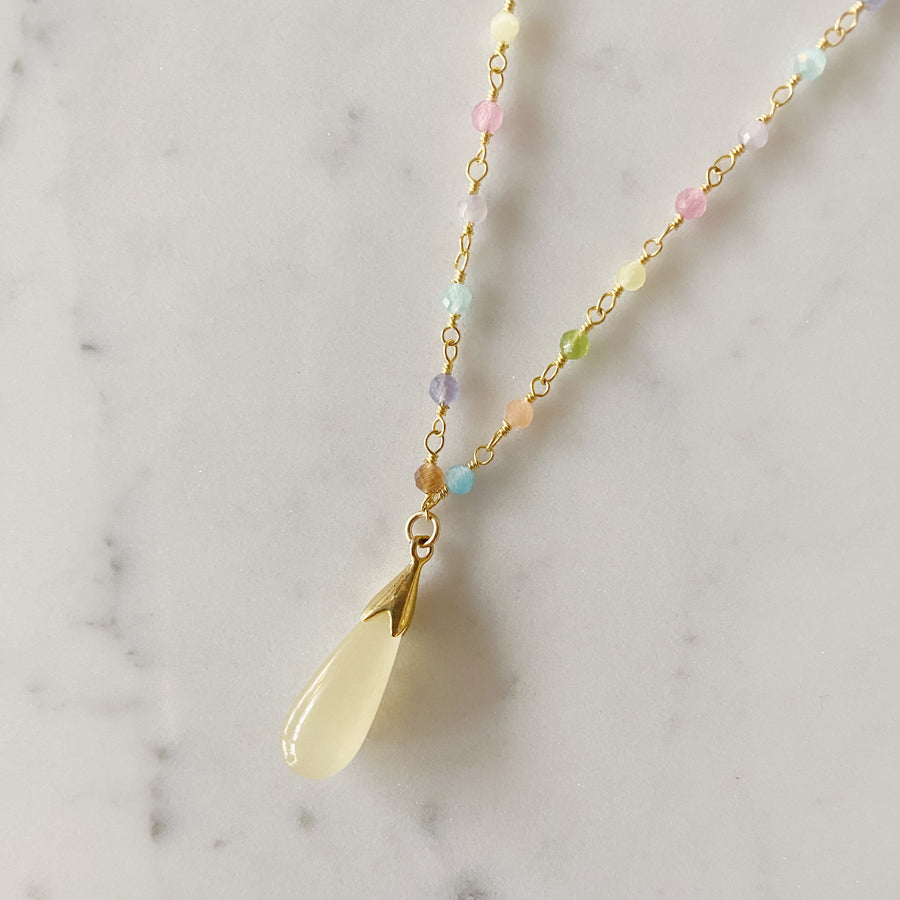 Yellow Jade Pendant Necklace