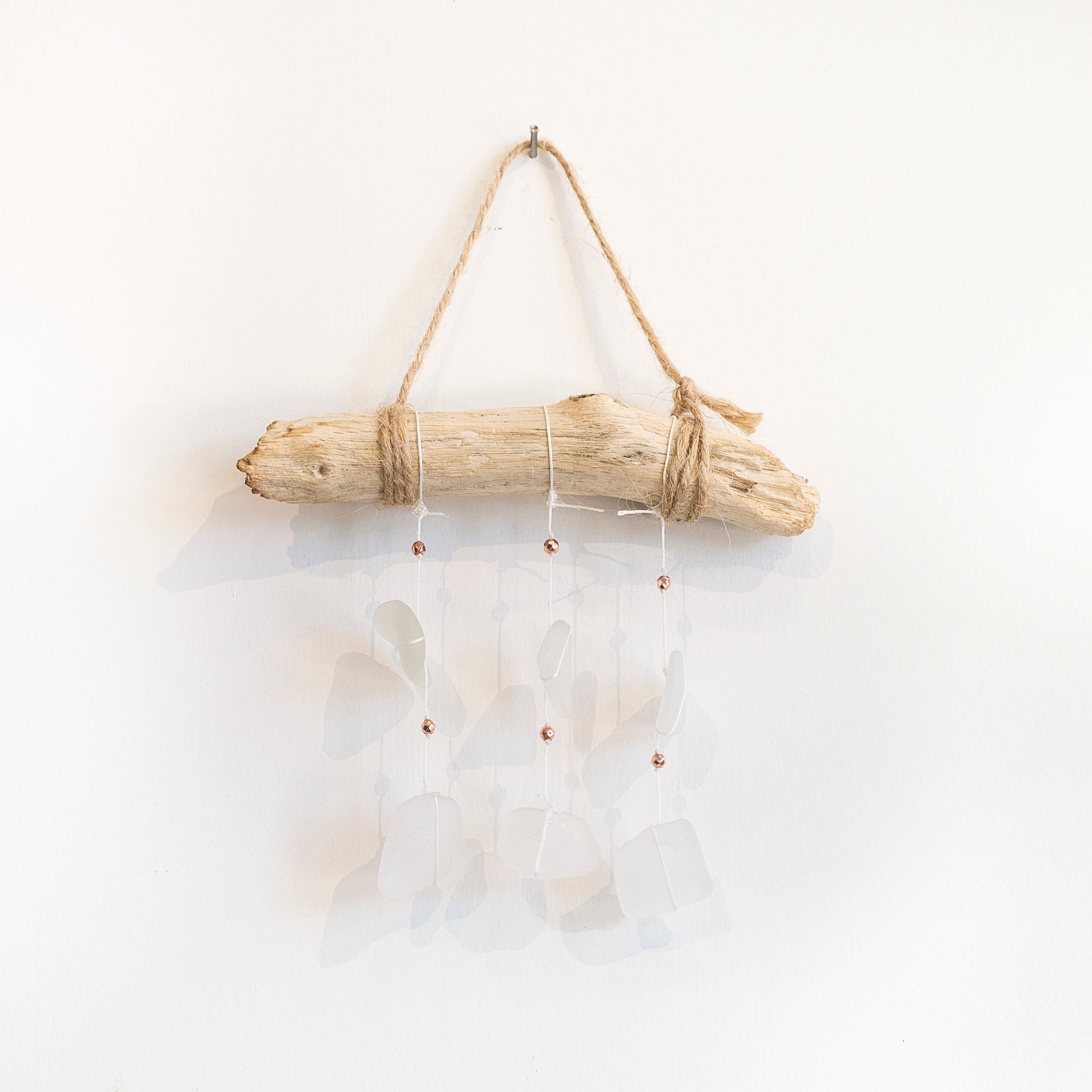 seaglass and driftwood mobile - handmade in Maine - home goods