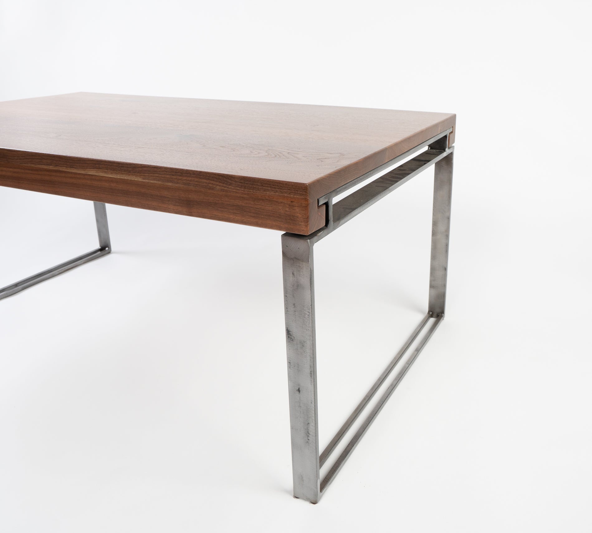 Higgins table in walnut - end view - handcrafted - Maine builders