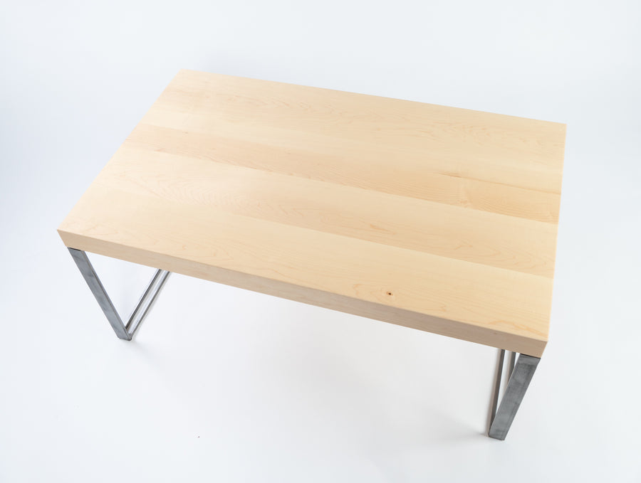 Higgins coffee table - top-view - natural wood - light wood - furniture made in maine