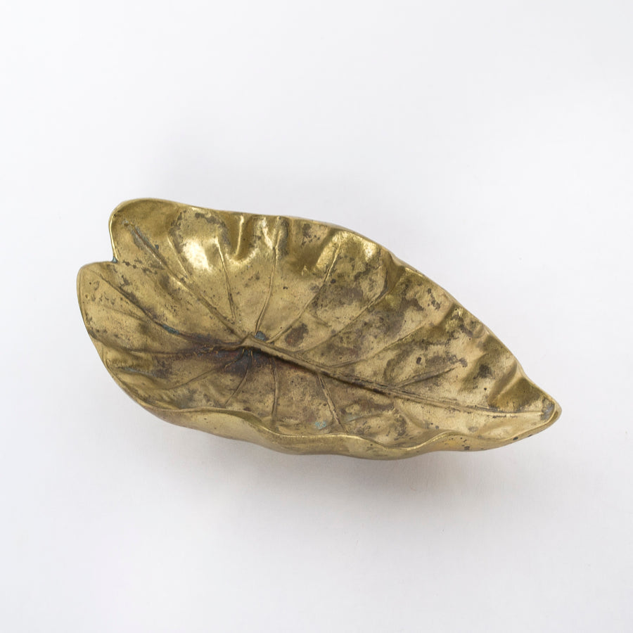 small bronze leaf tray - jewelry tray - home decor - vintage - found object - mid century 