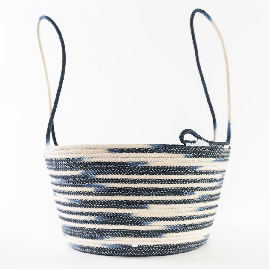 rope basket in navy blue perfect for harvesting flowers
