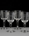 Vintage Etched Port Glasses - set of 4