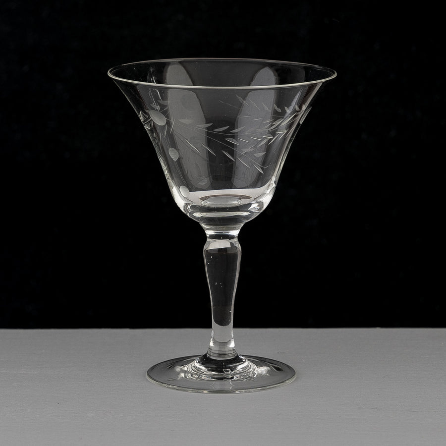 Etched Vintage Cocktail Glasses - set of 4