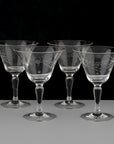 Vintage Etched  Cocktail Glasses - set of 4