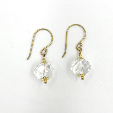 Clear Crystal Quartz Gold Earrings