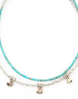 Turquoise/ Pewter Double Strand Necklace