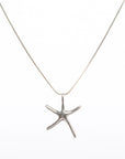 sterling silver necklace - starfish - Omega - pendant - closeup view