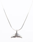 Sterling Necklace - Whale Tail - silver - closeup view