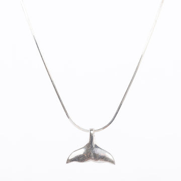 Sterling Necklace - Whale Tail - silver - closeup view