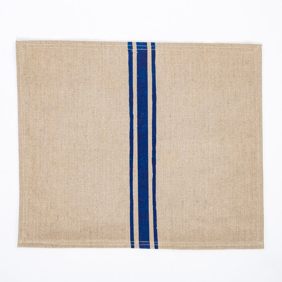 linen placemats - blue stripe - modeled after vintage linen - screen printed in Maine