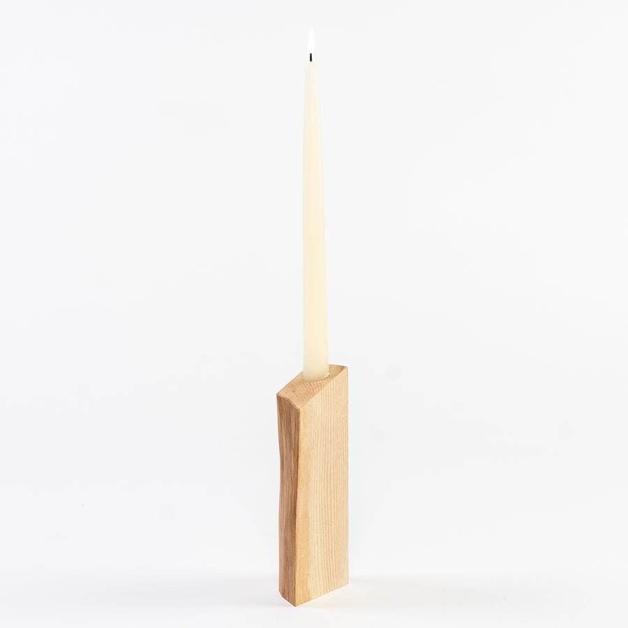 vertical wood candle holder