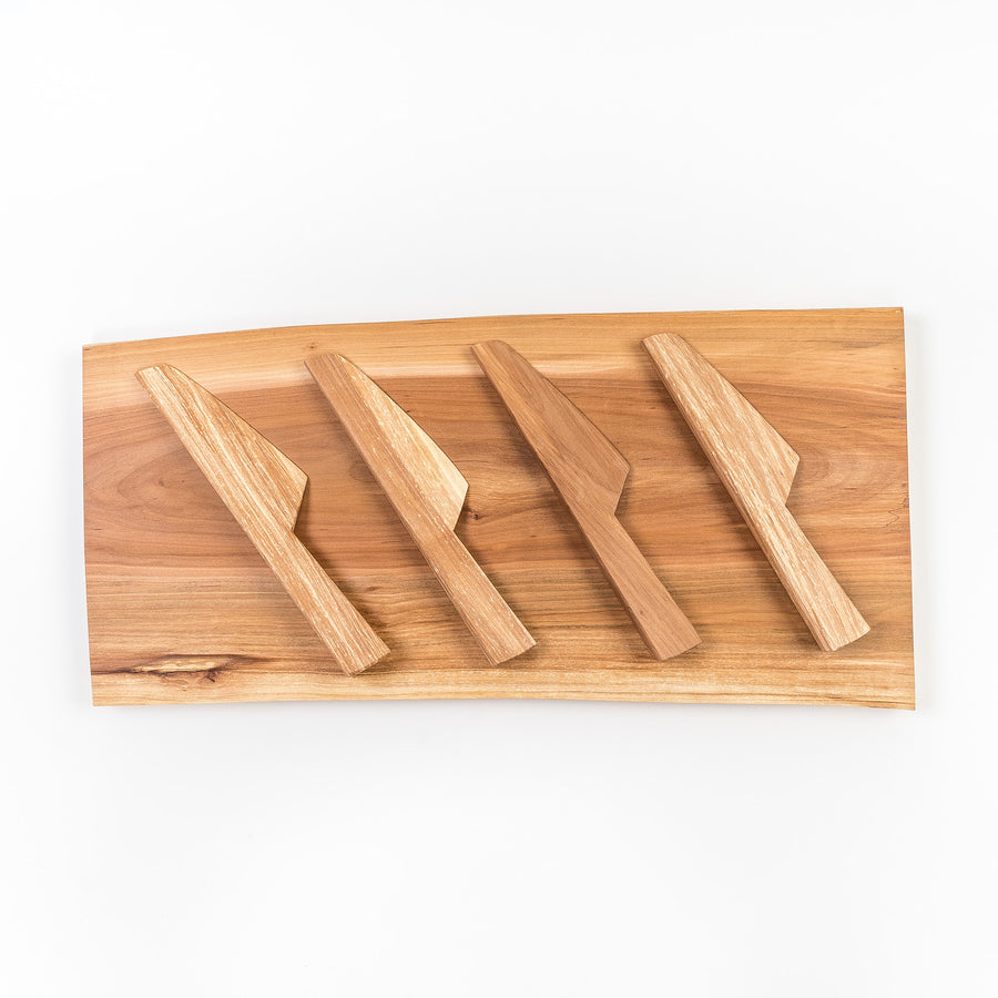 applewood cheese knives and cutting board