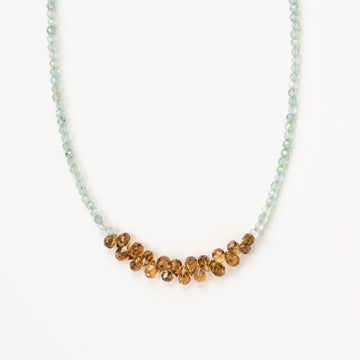 Aqua Chalcedony + Hessonite Garnet Necklace