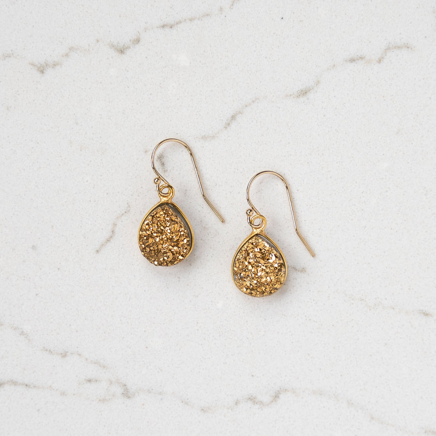 Gold Druzy Earrings