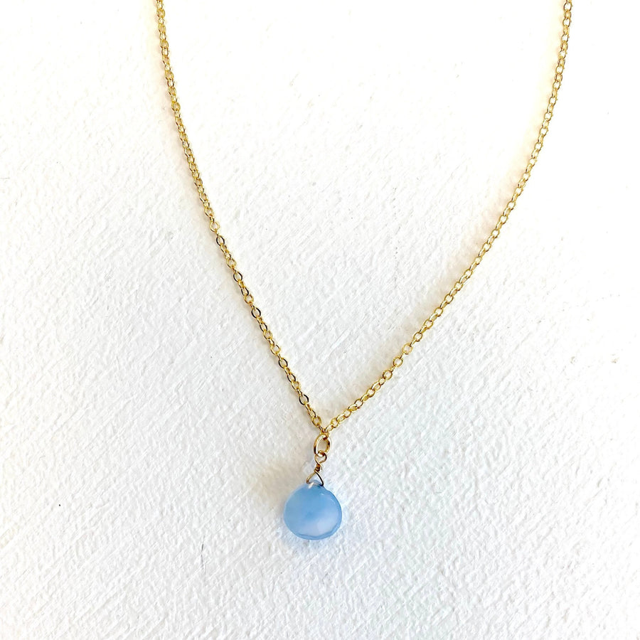 Blue Chalcedony Brios On Gold Plated Chain