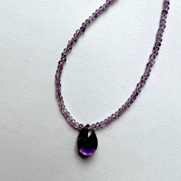Tiny Pink Amethyst + Purple Amethyst Brio Necklace